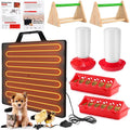 VIHOSE Chicken Coop Heater Chick Starter Kit Include 160w Adjustable Radiant Heat Panel 0.8 Gal Chicken Waterer and 2.9 Lbs Feeder and Chick Perch Flip Top Poultry Feeder