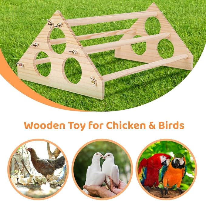 Chicken Roosting Bar Wood, Chick Training Perch Stand Wooden, Coop Brooder Entertainment Toy Jungle Gym, 16.14 X 10.63 X 7.08’’