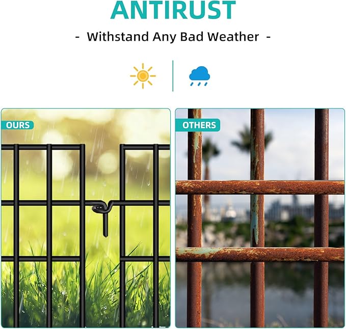 30 Panels Animal Barrier Fence, No Dig Fences, 13in(H) X 42.5ft(L) Garden Fence Animal Barrier for Rabbit and Dog Under Fencing Barrier, Rustproof Metal Fences Border for Outdoor, Yard, Patio