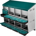 8-Hole Chicken Nesting Box, Roll Away Poultry Nesting Boxes for Egg Laying, Galvanized Steel Chicken Coop Nesting Box with Removable Trays, Wall Mount or Freestanding, Easy Clean