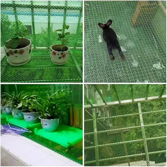 Upgraded Plastic Chicken Wire Fence Mesh(16INx10FT) - Black/Green/White Colors 0.3" Openings,for Garden Net, Poultry Fencing, Chicken Wire Frame,Animal Cage Fence,Floral Netting (Green)…