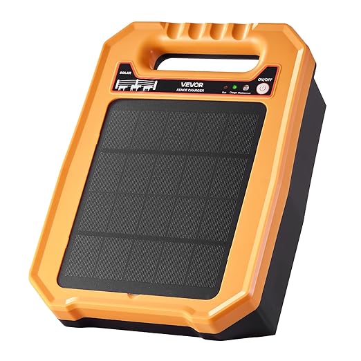 VEVOR Solar Fence Charger, 0.3J 8 kV Solar Powered Fence Charger, Weather-Resistant Electric Fence Energizer Kit, 7 Days Runtime, for Livestock, Poultry, Garden Protection