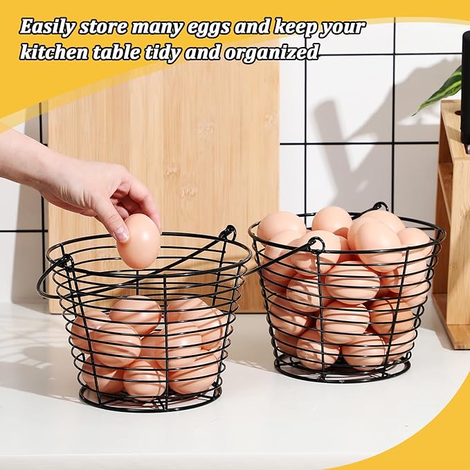 Tandefio 4 Pcs 8" Egg Basket for Storage Collecting Carrying and Transporting Chicken and Duck Eggs, Farm Grade Wire Storage Basket