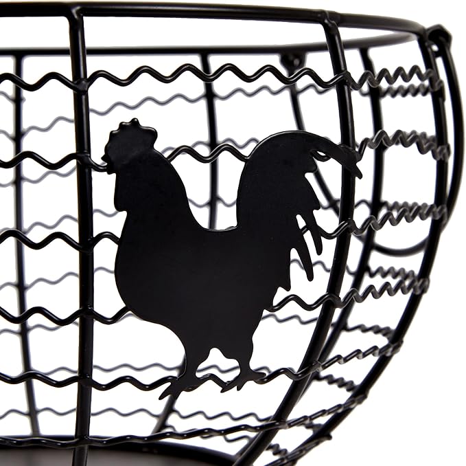 Juvale Egg Holder Countertop Wire Basket - 8.2 x 8.2 x 4.9 in, Black Iron Farmhouse Style - Egg Basket Countertop Organizer for Kitchen Decor & Accessories