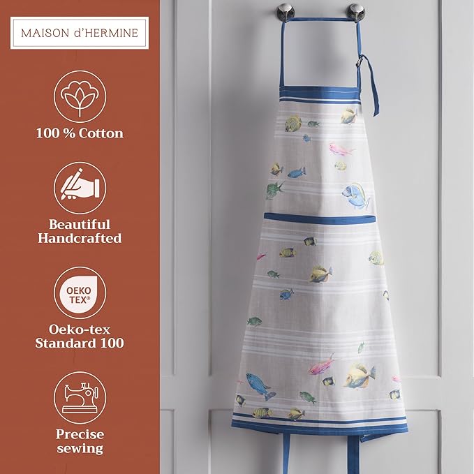 Maison d' Hermine 100% Cotton Apron for women with Pocket Kitchen Chef Apron for Men Cooking Easter Decorations