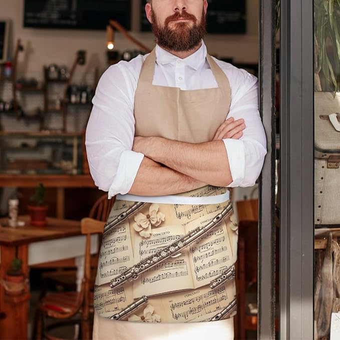 Unisex Chef Waiter Apron Waist Half Short Serving Aprons with 3 Pockets