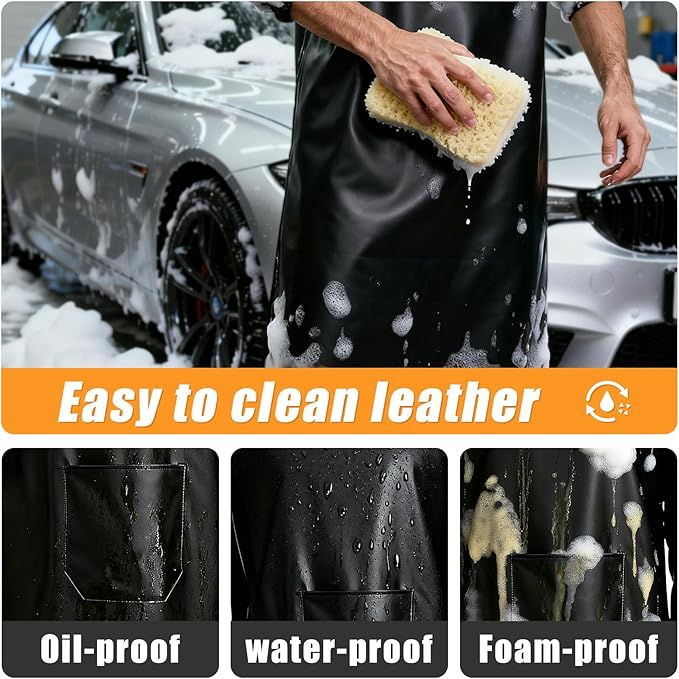 Waterproof Apron Sleeved Apron For Kitchen BBQ & Workshop - 2 Pack Heavy Duty Oil-Resistant With Large Pockets Adjustable Straps for Men & Women Waterproof Aprons for Dishwashing
