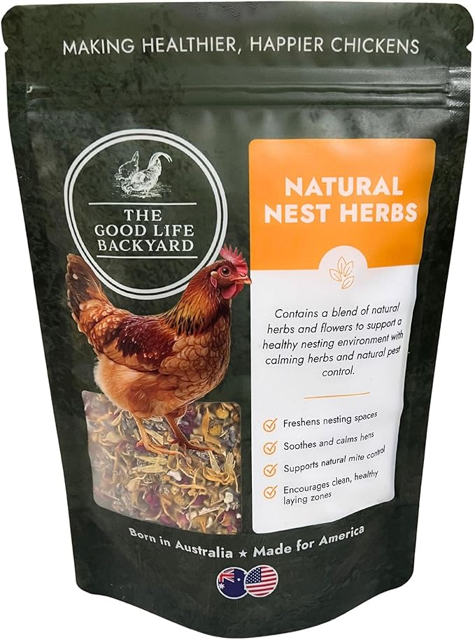 Good Life Backyard Natural Nest Herbs for Chickens – Herbal Nesting Box & Coop Bedding Blend for Freshness and Comfort (9 oz Resealable Pouch) | Hatching Time