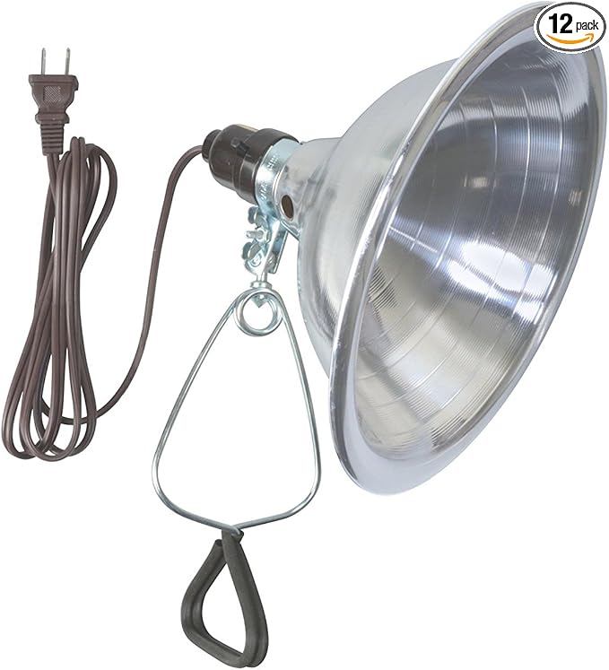Woods Clamp Lamp Light with Aluminum Reflector; 150W; UL Listed; 6- Foot Cord,(Pack of 12)