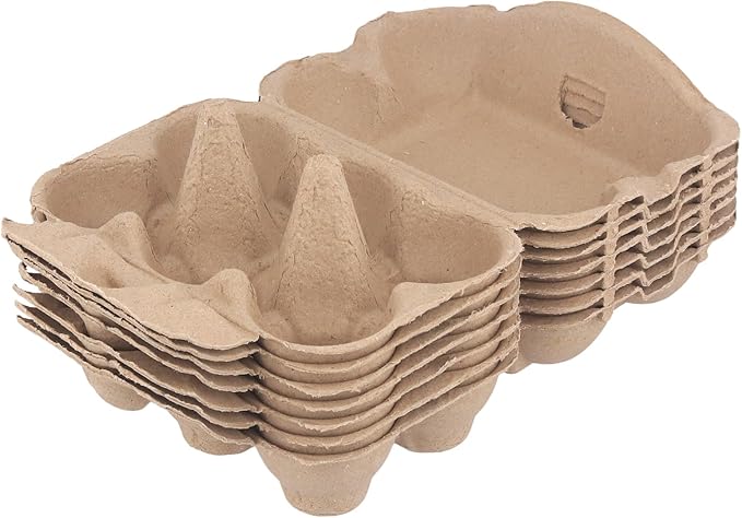 50 Pack Thick Shockproof Egg Cartons in Bulk, Half Dozen Paper Pulp Egg Crates for Home Farm Market Use