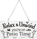 Hotop Patio Decor Patio Sign Decorations Outdoor Metal Porch Wall Decor Rustic Farmhouse Wall Art for Backyard Porch Balcony Gazebo Accessories(12 x 6",White)
