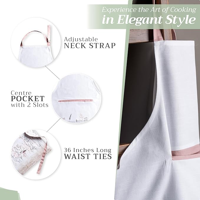 Maison d' Hermine 100% Cotton Apron for women with Pocket Kitchen Chef Apron for Men Cooking Easter Decorations