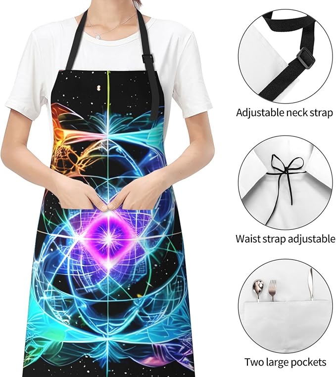 Multidimensional Space Heavy Duty Waterproof Apron with Pockets for AdultsResistant Grilling, Gardening, Painting