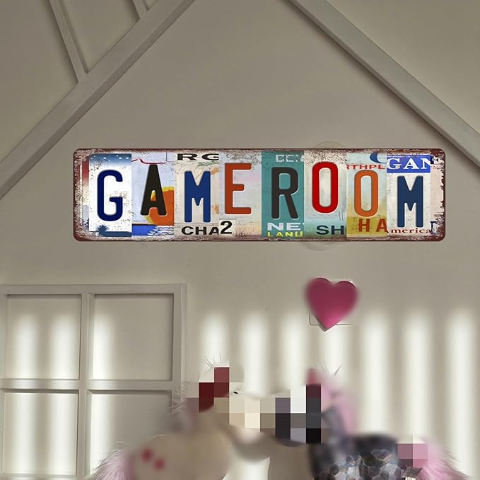 Game Room Decor Vintage Game Room Metal Tin Signs Street Signs Man Cave Home Wall Decor Gaming Wall Decor Boys Room Decor 10-12 Year Old Gamer Accessories 4x16 Inch