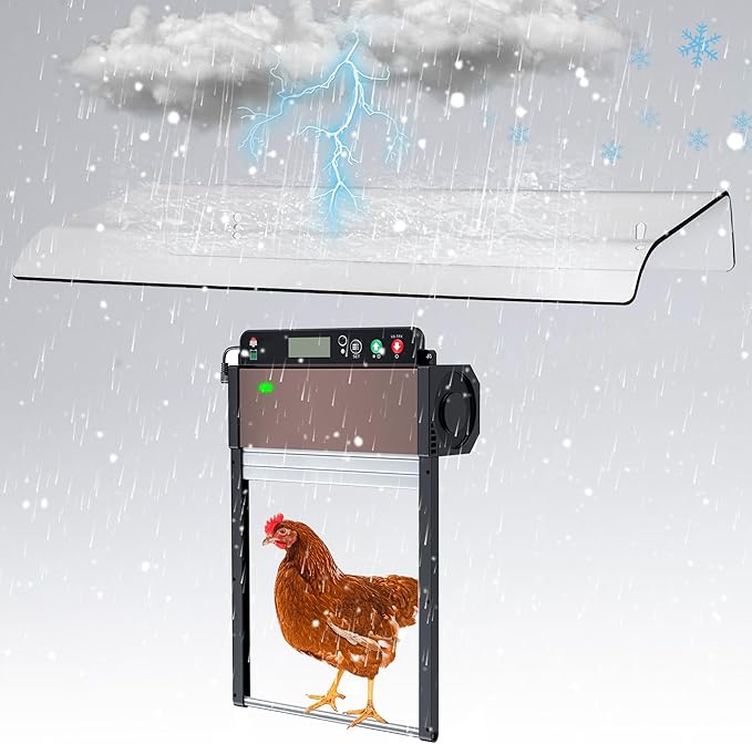 Saillong Weatherproof Cover for Chicken Coop Doors, Prevents Rain and Snow from Impeding Movement of Your Automatic Chicken Coop Door, Chicken Door Opener Cover Accessory (Polycarbonate)