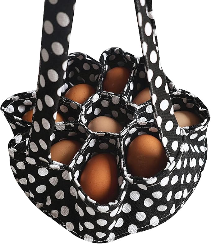 Large Egg Collecting & Gathering Basket Bag with 9 Pouches, Fresh, Durable Canvas Apron Egg Holder, Collector & Container for Duck, Chicken, Goose Eggs Collection