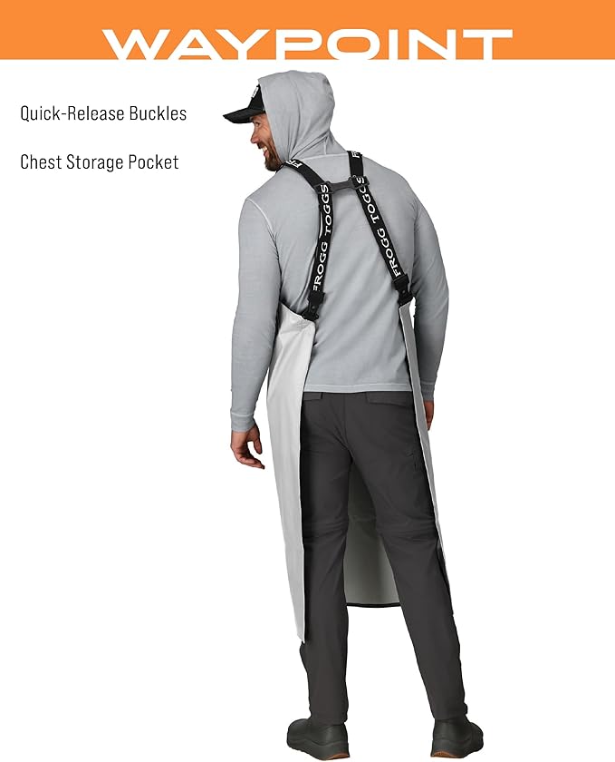 FROGG TOGGS Men's Waypoint Fish Apron, Waterproof, Durable with 4-Way Stretch, Black, OS
