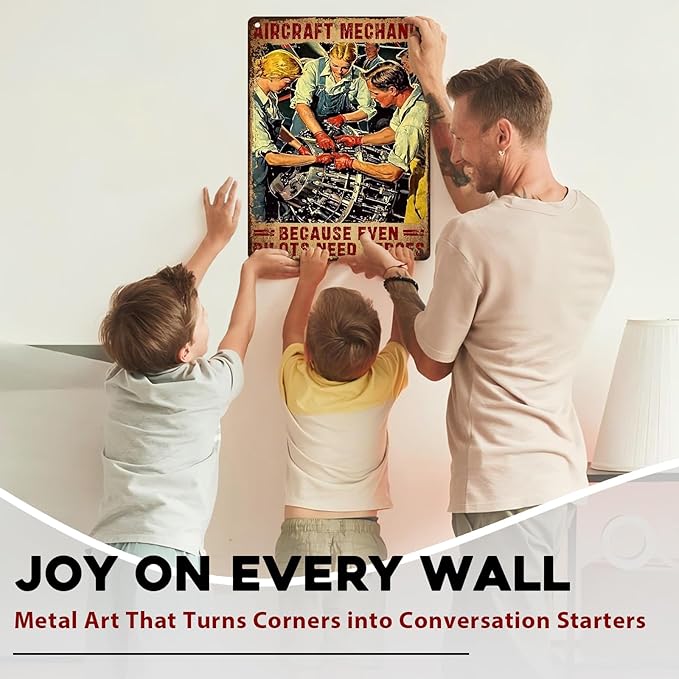 Aircraft Mechanic Decor Because Even Pilots Need Heroes Tin Plaque Home Family Poster Tin Sign Funny Metal Sign Bedroom Retro Parlor Yard Courtyard Farm 12x16inch