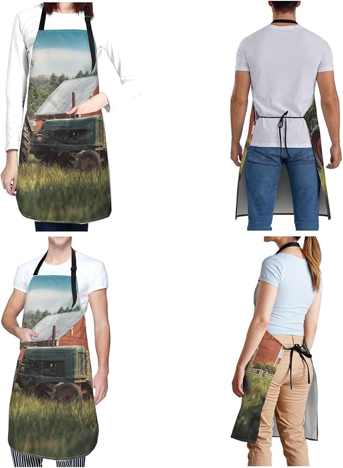 Waterproof Aprons for Women Men Adjustable Bib Company Farm Tractor Apron Chef Cooking Aprons for Kitchen