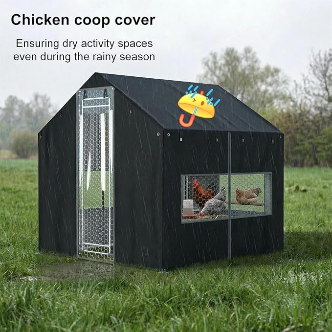 Chicken Coop Cover 6.6x6.6x6.6ft All-Weather, Premium 600D Oxford Fabric – Waterproof, Snowproof & UV-Resistant Outdoor Chicken Coop Protection (Cover Only)