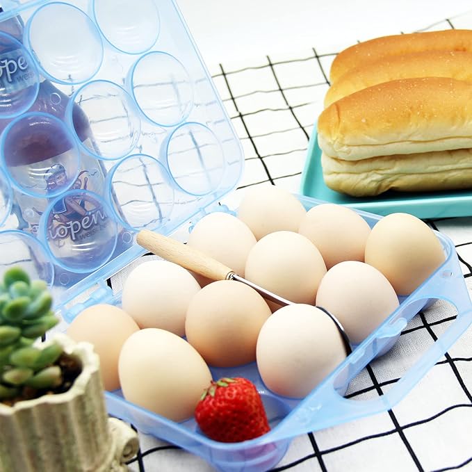 JAMOR 12 Grid Egg Storage Box Portable Box Basket, Shockproof Eggs Storage Necessary For Camping And Picnic, Portable Thickened Egg Box For Travel And Outdoor (White)