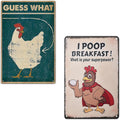 2 pack Funny Chicken Decor -Metal Chicken Coop Sign for for Farm Yard Decor, Farm Signs for Home Kitchen Outdoor Decor 12" * 8"