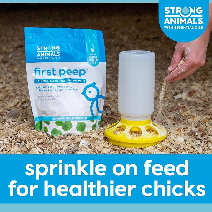 First Peep – Natural Feed Supplement for Building Early Digestive Health in Baby Chicks; Contains Organic Oregano Essential Oil, Kelp and Prebiotics (2 lb. Pouch)
