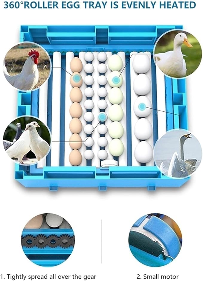 192 Digital Egg Incubator Automatic Turning Temperature Control with LED Candler for Hatching Chickens Ducks Goose Birds