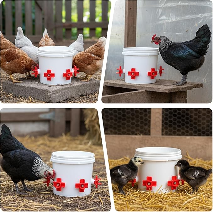 12 pcs Horizontal Chicken Water Nipples with 1/2'' PVC Tee Fittings Mount Poultry Auto Chicken Waterer Nipple Drinker for Ducks Quail and Other Poultry DIY Automatic Waterering System