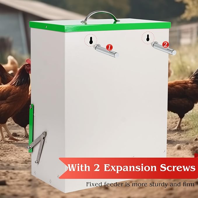 25 Lbs Automatic Chicken Feeder No Waste for Coop, Automatic Large Outdoor Duck Feeder and Poultry Feeder Rainproof Preventing Small Animals Suitable for Chickens Ducks Turkeys