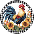 Round Metal Tin Sign Rustic Wall Decor Plaque Rooster Chicken Farm Animal Wreath Sign,Suitable for Home Garden Kitchen Bar Cafe Restaurant Garage Wall Decor Retro Vintage 8 Inch
