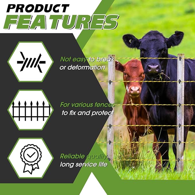 Sweetude 660 Feet Electric Fence Polywire and 100 Pcs Electric Fence Insulator with 1 Pcs Insulator Socket Tool Resistant Glove Electric Fence 6 Stainless Steel Strands for Fence Landowner Farmer