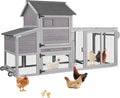 Mobile Chicken Coop for 2-4 Chickens – Weather-Resistant Wooden Hen House with Wheels, Nesting Box, Leakproof Tray & UV-Protected Roof