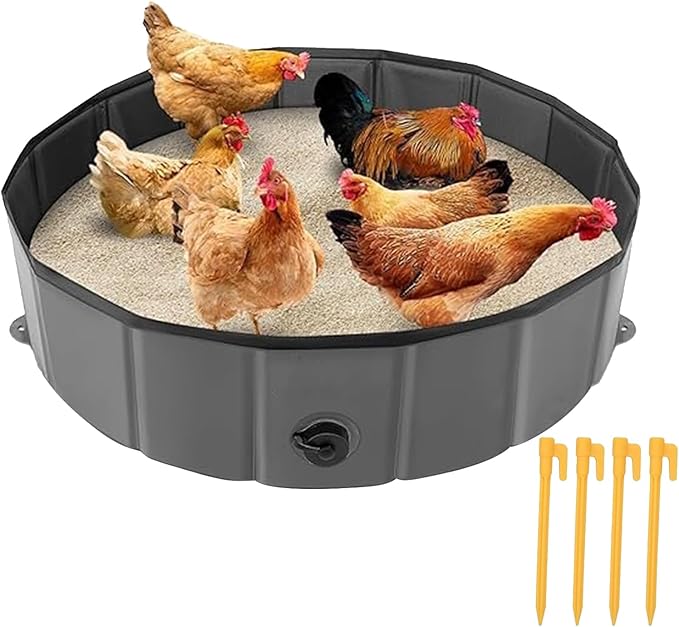 Chicken Dust Bath Tub - Large Capacity Coop Cleaning Container, Durable Bath Box, Easy Clean Poultry Accessory, Outdoor Hygiene Tool | Dusting Tub for Chickens Ducks Quails Turkeys Pets