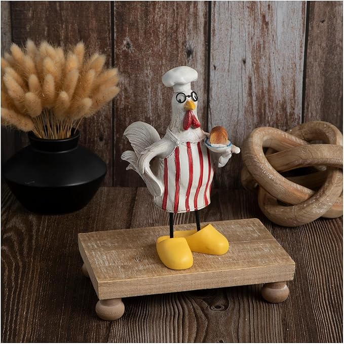 Hobby Lobby Farm Animal Kitchen Figurines, Farmyard Friends, Home Kitchen Coffee Bar Office Decor (Chef Rooster)