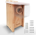 Premium Cedar Bluebird House for Outside - Wooden Bird Box with White Painted Roof & Noel Guard Predator Protection - Durable Birdhouses for Outdoors & Blue Bird Nesting