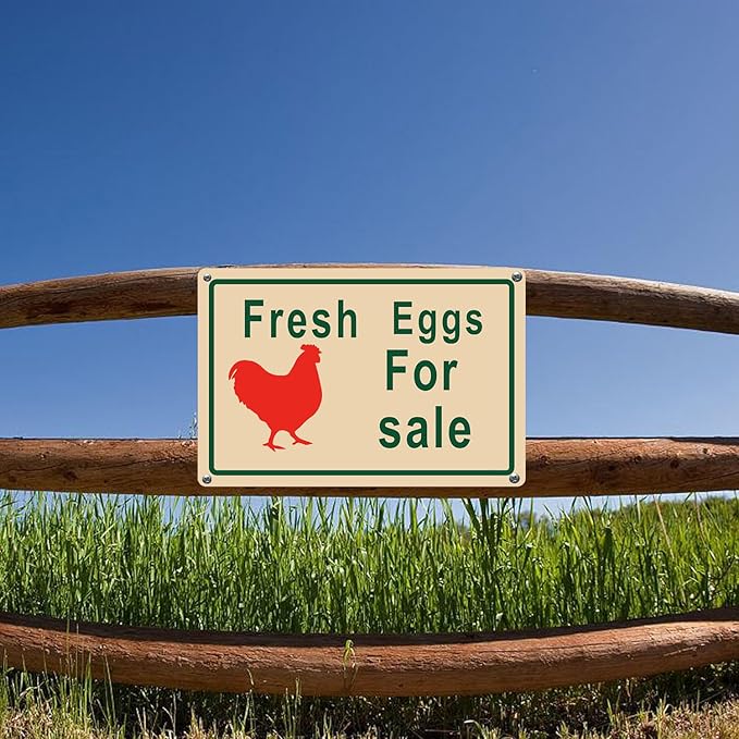 Farm Fresh Eggs for Sale Metal Sign, Farmhouse Chicken Coop Wall Decor Aluminum material，8x12 Inch, Weatherproof,2Pack