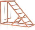 Chicken Activity Play, Multiple Birds Perches with Swing Toy, Wooden Chicken Coop Accessory with Ladder & Platforms Outdoor Birds Toy for Entertainment Backyard Poultry (B)