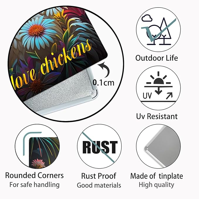 Chicken Retro Tin Sign Vintage Metal Poster Wall Art Chicken Decoration for Coops Farms Yard Home Bar Cafe Garage or Office - Thoughtful Chicken Gift Idea