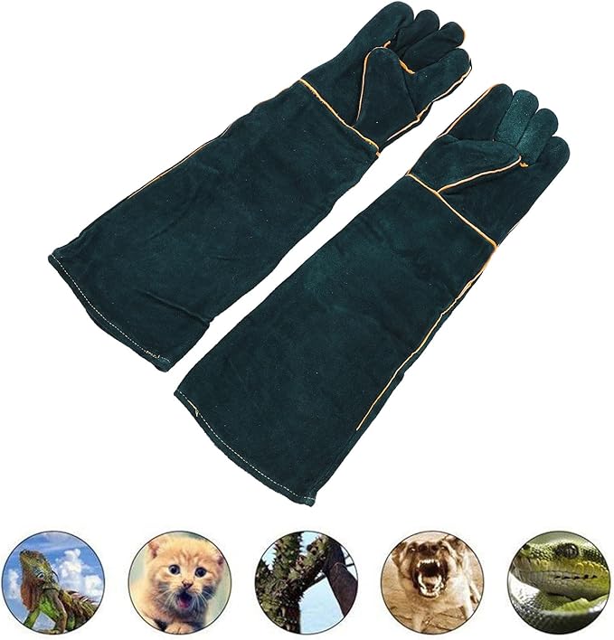 Fockety Animal Handling Gloves Bite Proof, 60CM Thickening Anti Scratch Long Gloves for Bathing Grooming Welding Dog Cat Bird Lizard