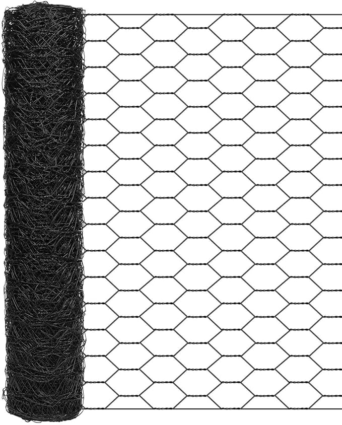 vensovo Garden Poultry Black Chicken Wire - 13.7 '' × 236 '' Chicken Wire for Crafts, Garden Fence Animal Barrier, 1 inch Mesh Poultry Netting Fence, Pet/Rabbit/Chicken Wire Fencing