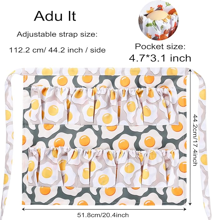 Egg Apron for Collecting Eggs - Heavy Duty 12-Pocket Farm Apron, Chicken Coop & Kitchen Use, Water-Resistant Design (Gifts for Farmers & Gardeners)