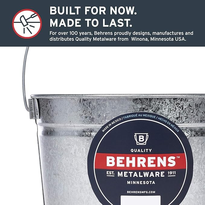 Behrens B325 Galvanized Steel Paint Pail, 2.5 Quart, Silver