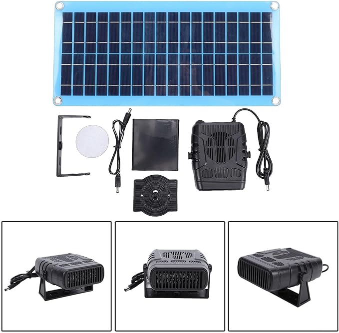 Garosa 30W Solar Panel Heater for Chicken Coop Pet House Portable Solar Powered Heater with USB DC Ports Compact Design for Greenhouse Dog House Drying Area
