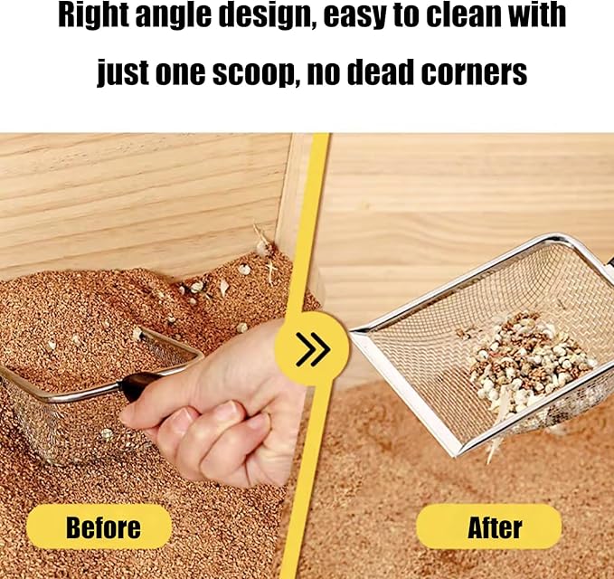 Chicken Poop Scooper for Coop, 2 Pack Chicken Coop Shovel with 0.15inch & 0.2inch Mesh Metal Chicken Coop Rake and Scoop Tool,Sifting Shovel for All Litter Types Easy Clean Kitty Waste Litter