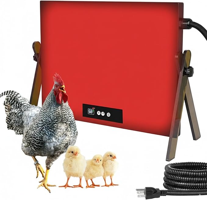 Large Chicken Coop Heater for Winter, Metal Chick Brooder Plate Radiant Heater for Chicken Coop, Safe 150W, Quiet & Thermostat Control Ideal for Chick Chicken Coops Dog Cat & Small Animals