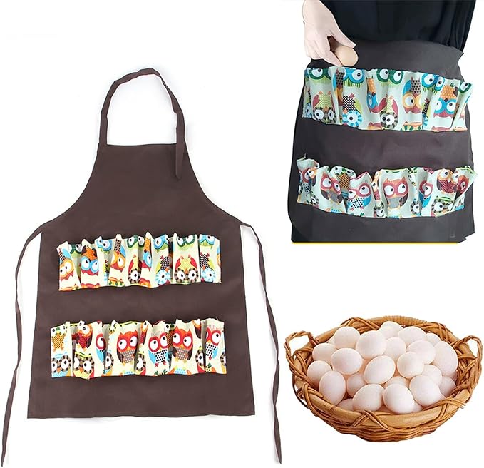 Egg Apron,Egg Collecting Apron,Hands Free Egg Collecting Gathering Holding Bib Apron with 12 Pockets for Chicken Hen Goose Duck Fresh Eggs for Fresh Eggs Women(children)