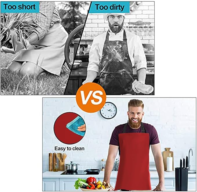 Homsolver Heavy Duty Vinyl Waterproof Apron for Unisex Adult, Ultra Lightweight, Chemical Resistant Industrial Work Apron
