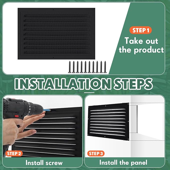2 Pcs Aluminum Attic Vents 12" x 8" Metal Gable Wall Mesh Shed Vent with Screen Square Louver Grille for Exterior Door House Attic Garage Ceiling Chicken Coop