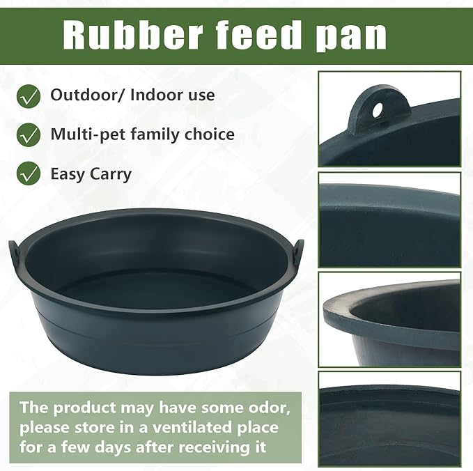 Sadnyy 5 Pcs Feed Pan 0.75 Gallon/3 Quart Utility Horse Feed Bucket Livestock Feeder Tubs Ox Tendon Bowl for Horses Dog Cats Goats Chicken Dust Bath